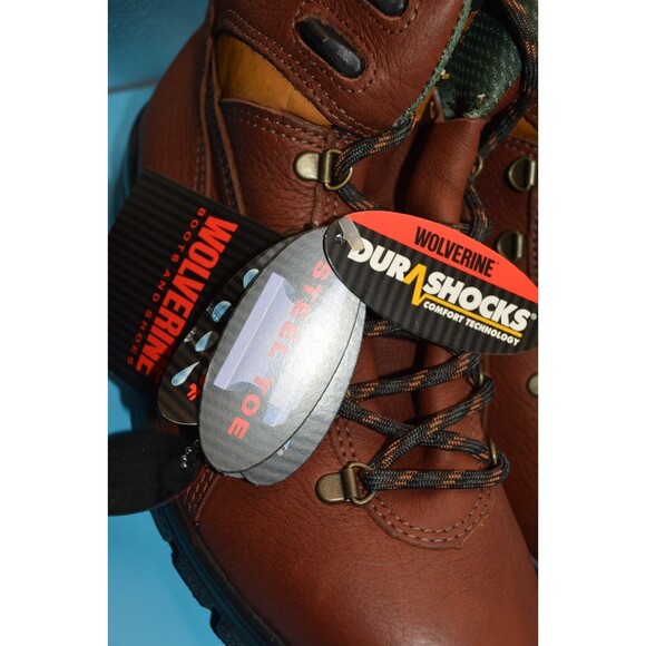 Wolverine Tacoma Steel Toe Work Boots Men’s Sz 10.5 W DuraShocks Brown Leather - Picture 3 of 7